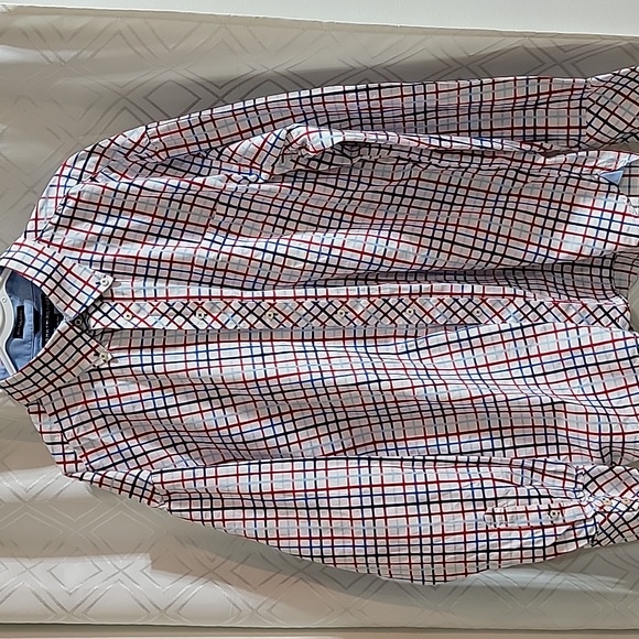 Tommy Hilfiger XXL men's button-down shirt 80s 2ply red,white and blue pocket - Picture 2 of 11